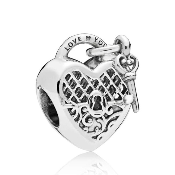 Pandora Retired Silver Heart Lock Bracelet Charm Sterling Silver 925 - Picture 1 of 2